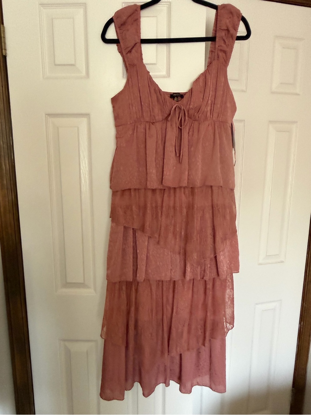 Semi & Cade Tiered Dusty Rose Sleeveless Ruffle Dress- NWT Size XL